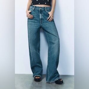Zara Rhinestone Jeans | Color: Blue | Size: 34 USA 2